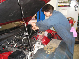 Paul installing a K&N cold air induction kit